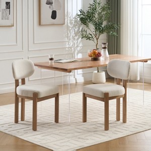 ORRD Wooden Dining Chairs Set of 2, Modern Farmhouse Upholstered Kitchen Chairs, Sturdy Fabric Side Chairs - 1 of 4