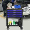 Syemin Tool Boxes and Totes, Mobile Storage with Wheels and Drawers, Rolling Lockers for Heavy Metal Tool Mechanics Storage, Blue, 26.9"*17.9"*28.5" - 2 of 4