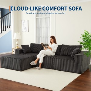 Comfy Memory Foam Sofa Sectional Sofa with Deep Seat, Corduroy Sponge Compression Sofa  for Living Room, Bedroom - 1 of 4