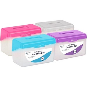 Emraw Index Card Holder 3 x 5 Index Card Case Holds up to 250 Cards Ideal for Filing Notes, Addresses & Recipes, Grey, Pink, Purple, Blue - 1 of 1