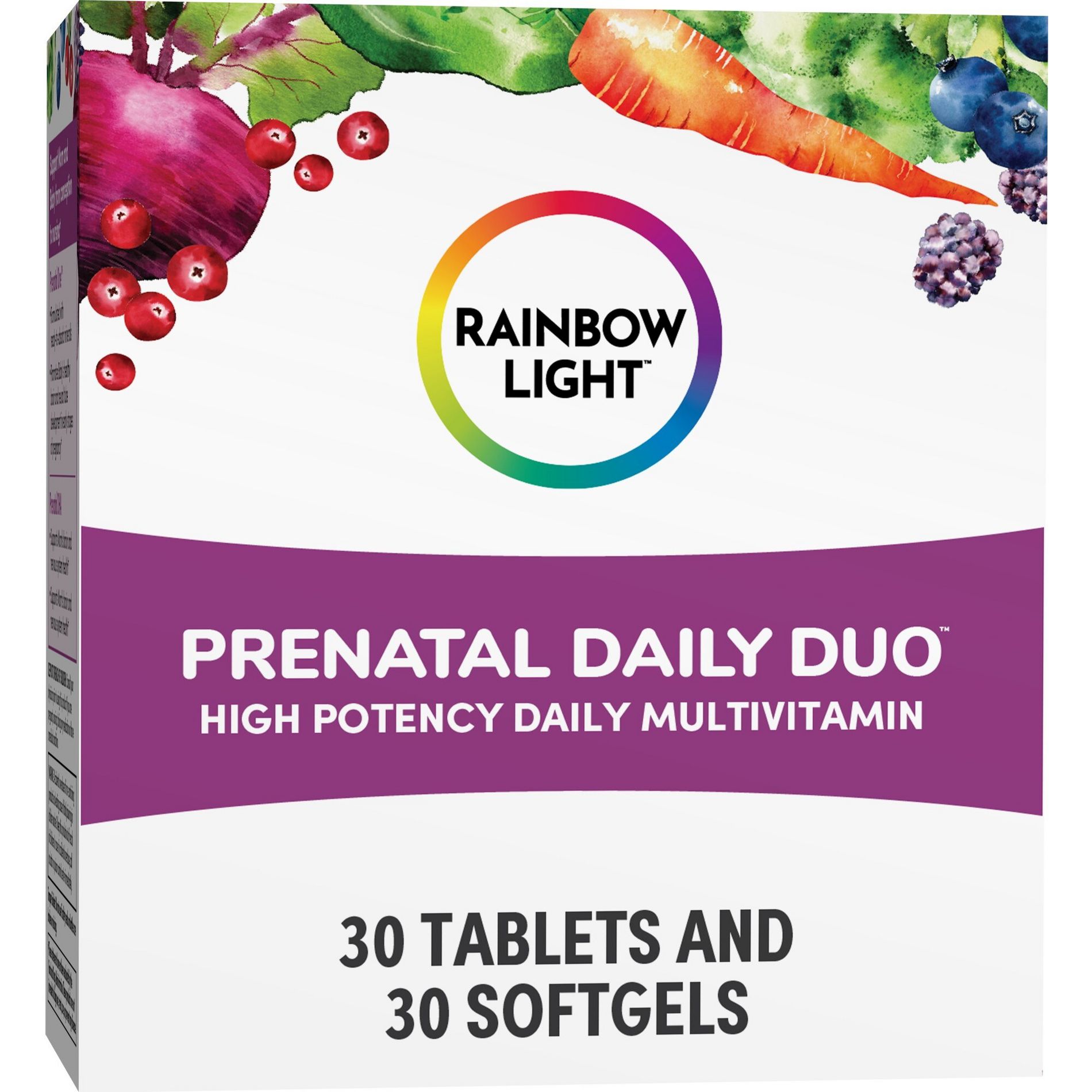 Rainbow Light Prenatal Daily Duo Multivitamin Dietary Supplement Tablets and Softgels - 60ct: Gluten-Free, Tree Nut Free, Peanut-Free