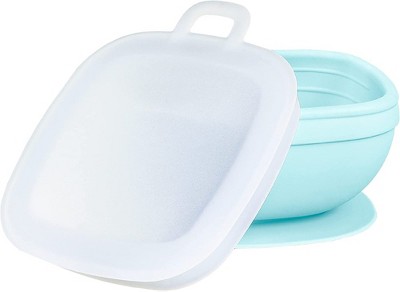 Image of Re-Play Platinum Silicone 11oz. Suction Bowl w/Platinum Silicone Press In Lid - Ice Blue