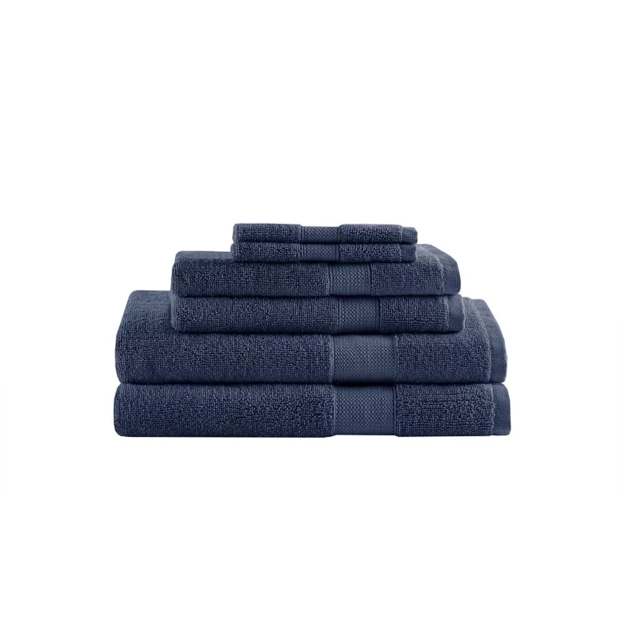 510 Design 6pc Premium Turkish Cotton Plush Bath Towel Set Navy