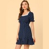Allegra K Women's Summer Sweetheart Neck Ruffled Hem Puff Short Sleeve Polka Dots Dress - 3 of 4