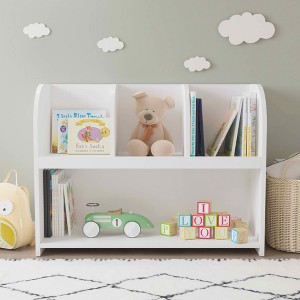 MAYEERTY Bookcase with 4 Compartments, Storage Book Shelf, Storage Display Toy Organizer for Children's Room Playroom White - 1 of 4