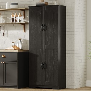 Kitchen Pantry Cabinet Pantry Storage Cabinet with Doors and Shelves 60" Freestanding Cupboard for Bathroom Dining Room Living Room - 1 of 4