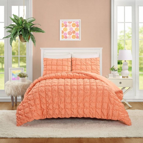 Teen Full queen Puffy Comforter Set Peach Makers Collective Target