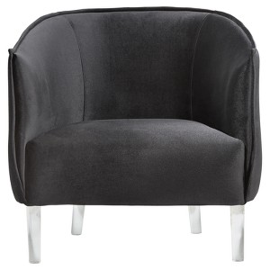 Marilyn Glam Velvet & Acylic Barrel Accent Chair - Black - Inspire Q