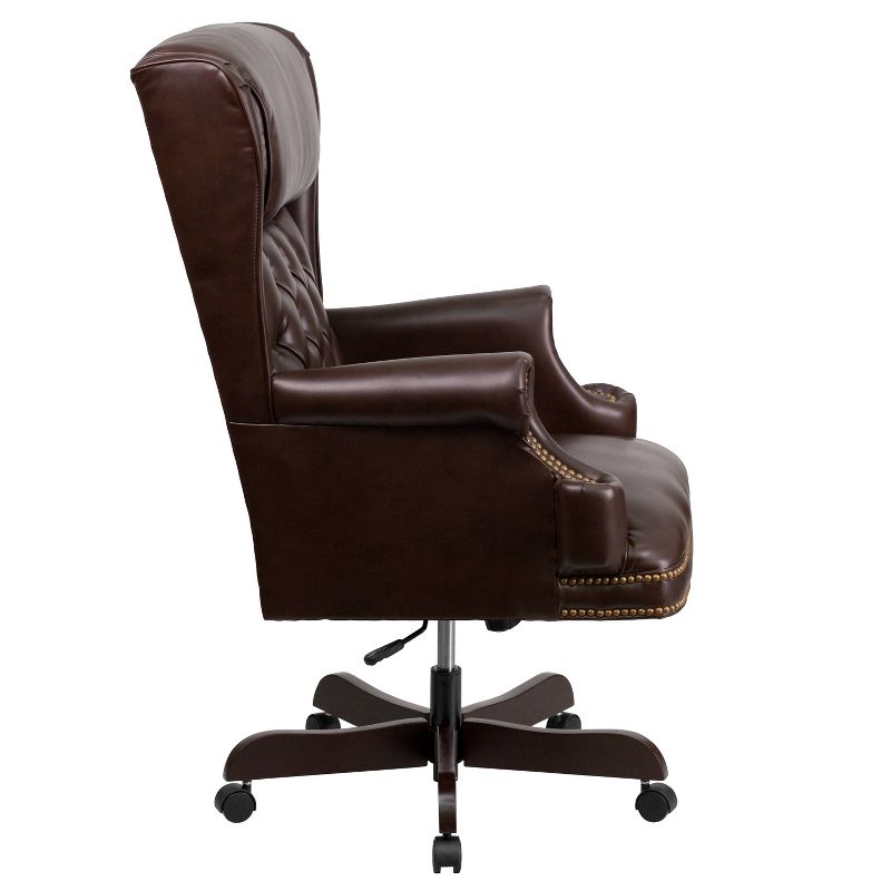 High Back Traditional LeatherSoft Tufted Executive Ergonomic Office Leather Chair Brown - Flash Furniture, 3 of 6