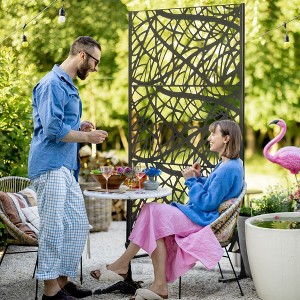 CAVINAS Patio Decorative Screen Freestanding Metal Privacy Panels with Mesh Pattern for Outside and Garden Decor - 1 of 4