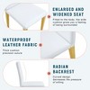 Set of 4 White PU Leather Backrest Chairs with Gold Metal Legs, Comfortable Dining Chairs - 4 of 4