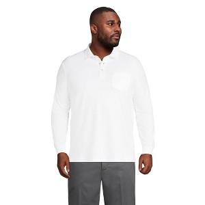 Lands' End Men's Long Sleeve Cotton Supima Polo Shirt with Pocket - 1 of 4