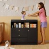 Baby Dresser with Changing Table Top, Wooden 3-Drawer Diaper Station with Cabinet & Open Shelves, Nursery Changing Table Dresser for Bedroom, White - 4 of 4