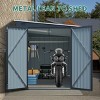 6x8FT Galvanized Steel Garden Storage Shed,Metal Lean To Shed with Lockable Double Doors and PC Light Board,Outdoor Tools Bikes Shed-Coolbibila - 2 of 4