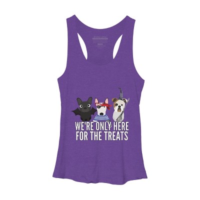 Women's Design By Humans Dog Halloween - We're Only Here For The Treats By PedigreePrints Racerback Tank Top