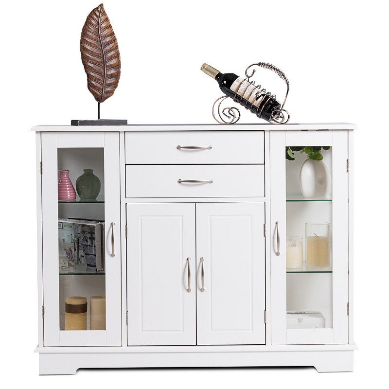 Costway Buffet Storage Cabinet Console Cupboard W/Glass Door Drawers Kitchen Dining Room, 5 of 11