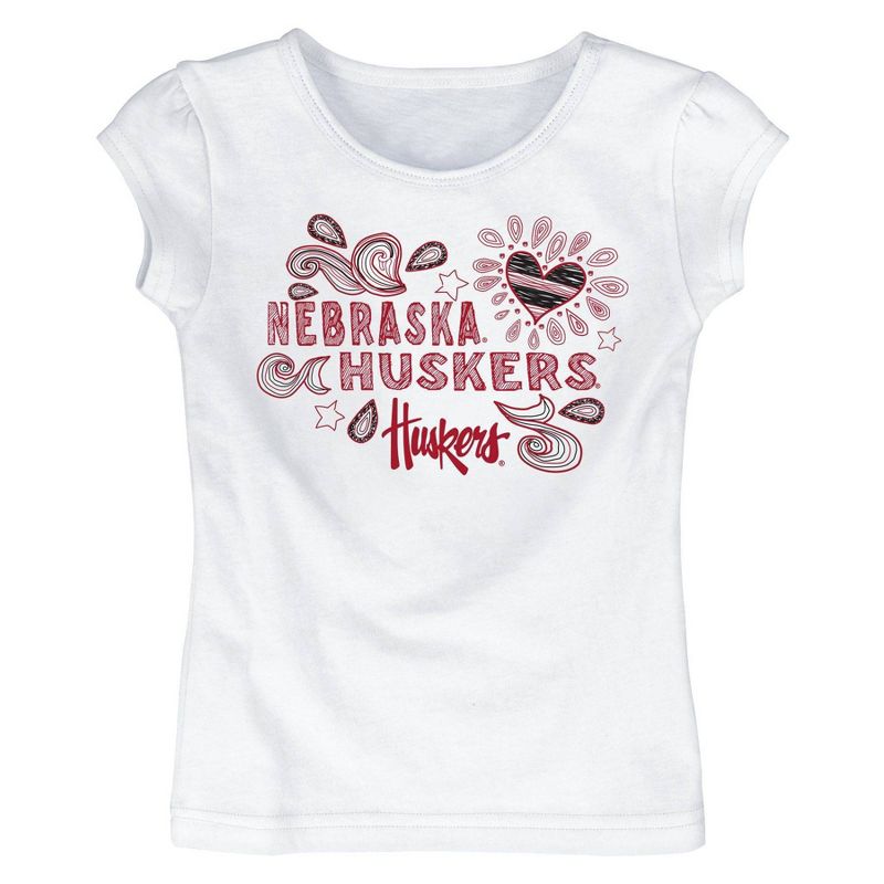 NCAA Nebraska Cornhuskers Toddler Girls&#39; White T-Shirt, 1 of 2