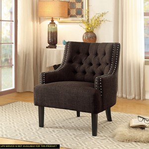 NicBex 1pc Accent Chair with  Button Tufted Textured Fabric Solid Wood Lounge Chair Reading Chair Comfy Chair for Living Room Bedroom Studio - 1 of 4