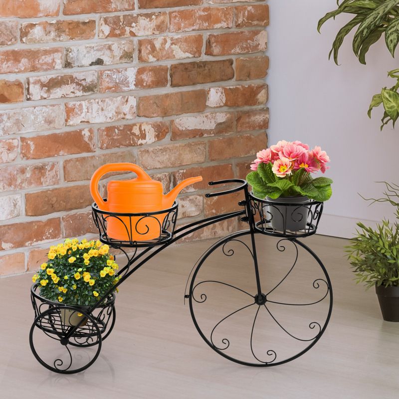 Tangkula Tricycle Metal Plant Stand Flower Pot Cart Holder Ideal for Home Garden Patio, 2 of 7