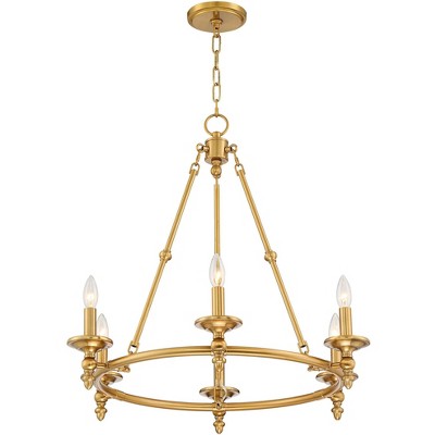 Antique Brass 6-Light Wagon Wheel Chandelier