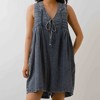 Women's Denim Romper - Sleeveless V-Neck Jumpsuit with Tie Front & Pockets Cherie Code - 3 of 4