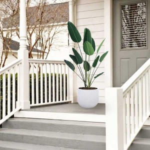 Chic Crate 3‑Piece Ceramic Flowerpot Set with Drainage – Modern Planters for Patio, Garden & Indoor Windowsills - 1 of 4