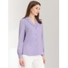 Allegra K Women's Elegant Collar V Neck Long Sleeve Work Office Satin Button Down Shirt - 3 of 4