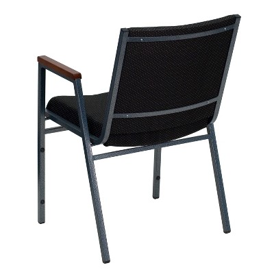 Hercules Series 31'' Heavy Duty Black Fabric Stack Chair with Silver Frame
