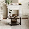 2-Tier Round Wood Coffee Table with Storage Shelf & Roman Column Metal Frame - 4 of 4
