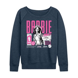 Women's - Barbie - Y2K Lightweight French Terry Wide Neck Long Sleeve Shirt - 1 of 4
