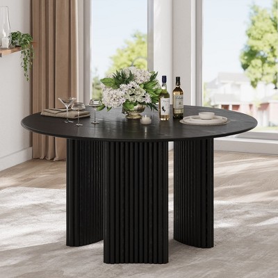 SpassWay 30"H Modern Wood Dining Table Versatile Kitchen Conference Gaming Table with Sturdy Tripod Base in Walnut/Black/Natural Wood