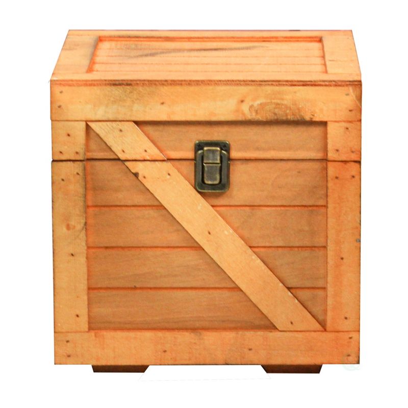 Vintiquewise Wooden Stackable Treasure Chest Cargo Crate Style, Light Brown, 5 of 6