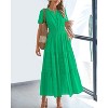 Women's 2025 Summer Casual Midi & Maxi Dress - Lightweight V-Neck Boho Beach Dress with Elastic Waist & Pockets Bright Green - 2 of 4