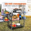 VEVOR Camping Kitchen Table, One-piece Folding Portable Cook Station with A Carrying Bag, Aluminum Camping Table 4 Iron Side Tables & 2 Shelves - 3 of 4