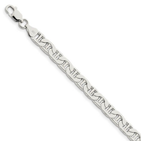 Black Bow Jewelry Men's 6.5mm, Sterling Silver, Solid Flat Anchor Chain Bracelet - image 1 of 3