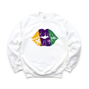Simply Sage Market Women's Graphic Sweatshirt Mardi Gras Lips - 1 of 3