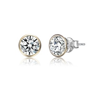 Guili Sterling Silver Plated Small Stud Earrings with Clear Cubic Zirconia – A Timeless Blend of Chic Simplicity, Elegance, and Everyday Sparkle - 1 of 3