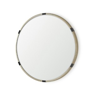 HomeRoots 29" Gold And Black Metal Round Framed Accent Mirror - 1 of 4