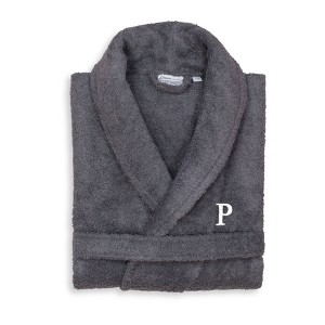 Linum Home Textiles 100% Turkish Cotton Adult Personalized Terry Bathrobe in White Bookman Font - 1 of 3