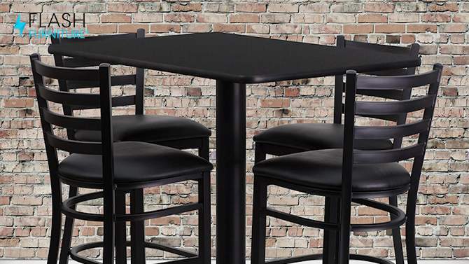 Flash Furniture 24''W x 42''L Rectangular Laminate Table Set with 4 Ladder Back Metal Barstools, 2 of 4, play video