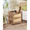 GALAXHERO Rattan Nightstands Set of 2, Night Stand Sets with Charging Station, Boho Bed Side Table with 2 Drawers, End Tables Bedroom, Living Room - 2 of 4