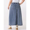 Agnes Orinda Women's Plus Size Casual High Waisted Front Slit Stretch Maxi Denim Skirts - 4 of 4