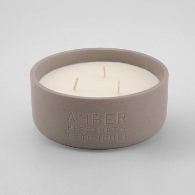 11oz Debossed Ceramic Jar 3-Wick Candle Amber - Bergamot & Patchouli - Project 62™