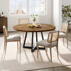 47Inch Round Dining Table, Round Dinner Table for 4, Industrial Kitchen Table w/ Wooden Top & Metal Base for Dining Room, Living Room(Only Table) - 1 of 4