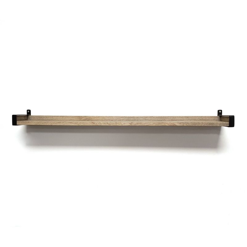 36&#34; Solid Wood Industrial Bracket Ledge Wall Shelf Metal Driftwood - InPlace, 3 of 6
