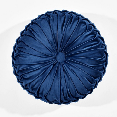 Set of 2 Decorative Round Pleated Throw Pillows, Classy Accent