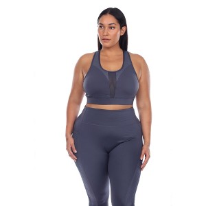 Plus Size Racer Back Sports Bra - White Mark - 1 of 4