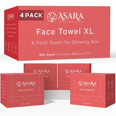 Asara Disposable Face Towel XL Facial Wipes Makeup Remover - Organic Vegan Biodegradable Face Towels