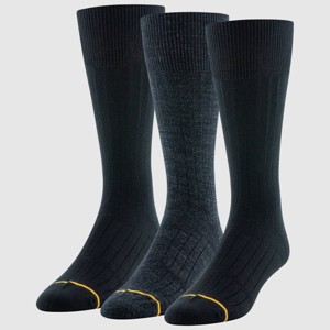 Signature Gold by GOLDTOE Men's Fit Tec Rib Crew Socks 3pk - Charcoal Gray/Black 6-12.5 - 1 of 4