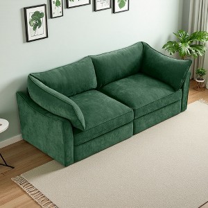 2-Seater Chenille Storage Loveseat with Pull-Out Drawers - 1 of 4